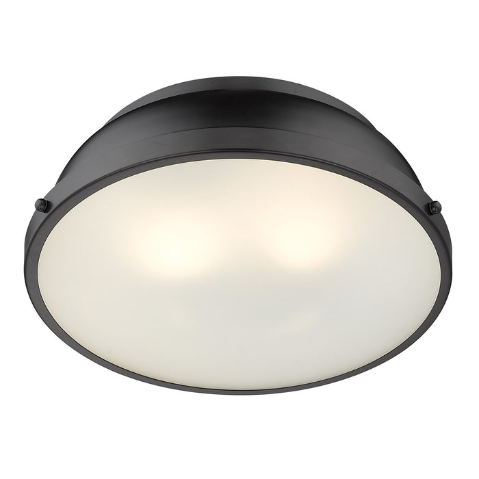 Golden 3602-14 BLK-BLK Two Light Flush Mount, Matte Black