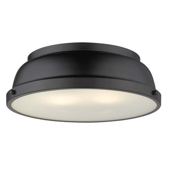 Golden 3602-14 BLK-BLK Two Light Flush Mount, Matte Black