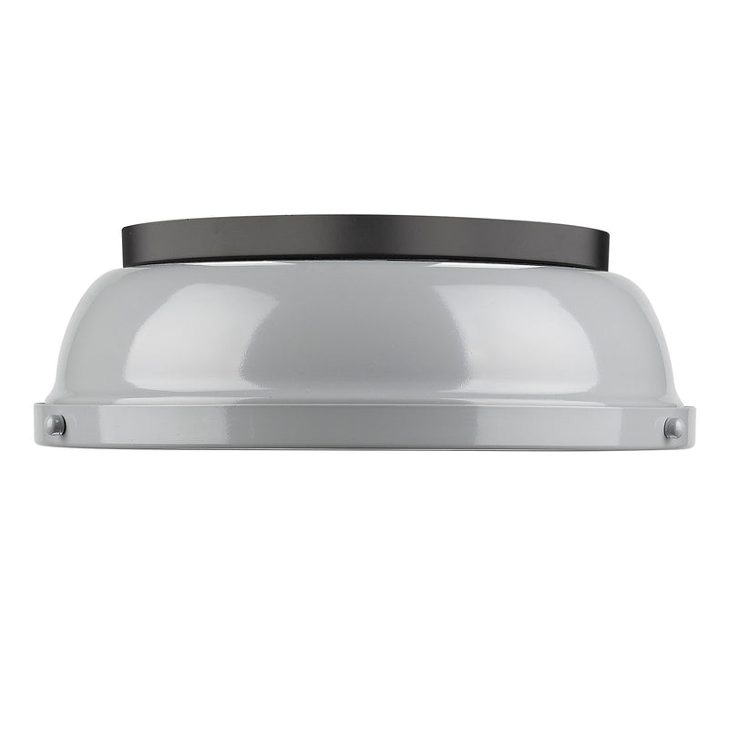 Golden 3602-14 BLK-GY Two Light Flush Mount, Matte Black