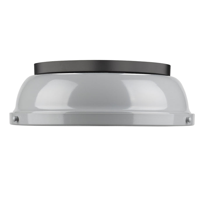 Golden 3602-14 BLK-GY Two Light Flush Mount, Matte Black