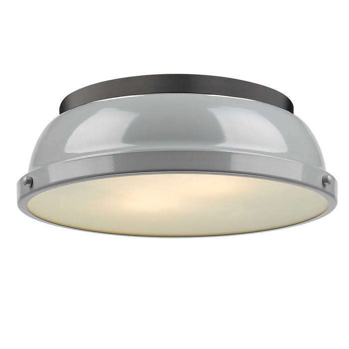 Golden 3602-14 BLK-GY Two Light Flush Mount, Matte Black