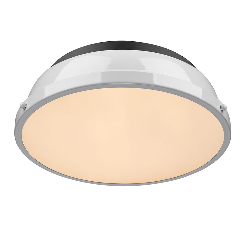 Golden 3602-14 BLK-WH Two Light Flush Mount, Matte Black