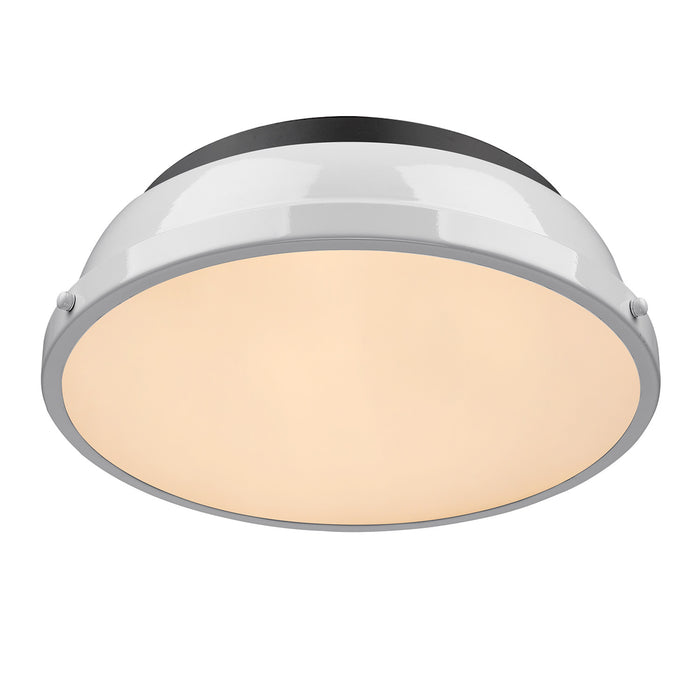 Golden 3602-14 BLK-WH Two Light Flush Mount, Matte Black