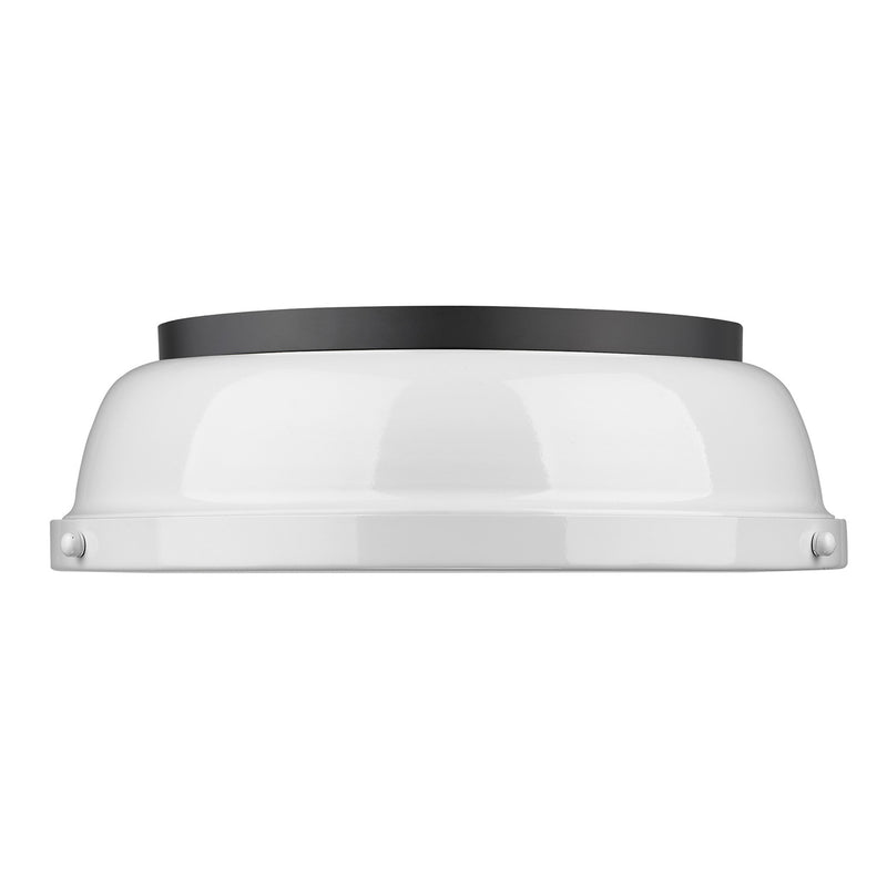 Golden 3602-14 BLK-WH Two Light Flush Mount, Matte Black