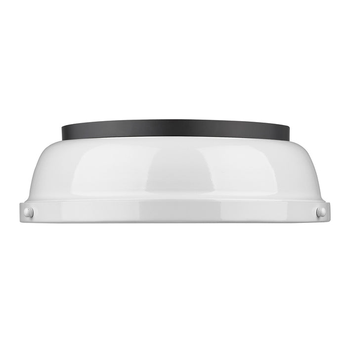 Golden 3602-14 BLK-WH Two Light Flush Mount, Matte Black