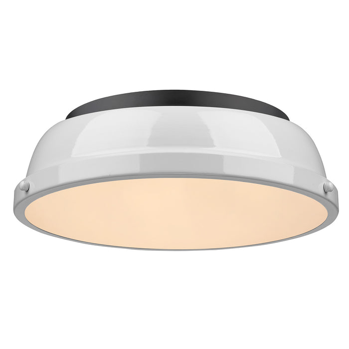 Golden 3602-14 BLK-WH Two Light Flush Mount, Matte Black