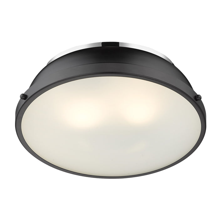 Golden 3602-14 CH-BLK Two Light Flush Mount, Chrome