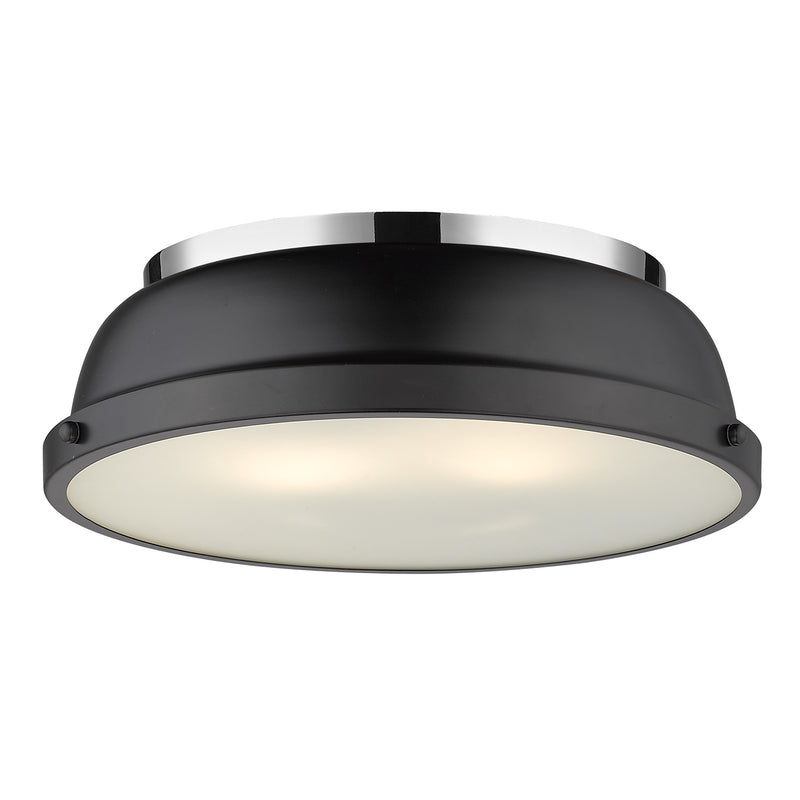 Golden 3602-14 CH-BLK Two Light Flush Mount, Chrome