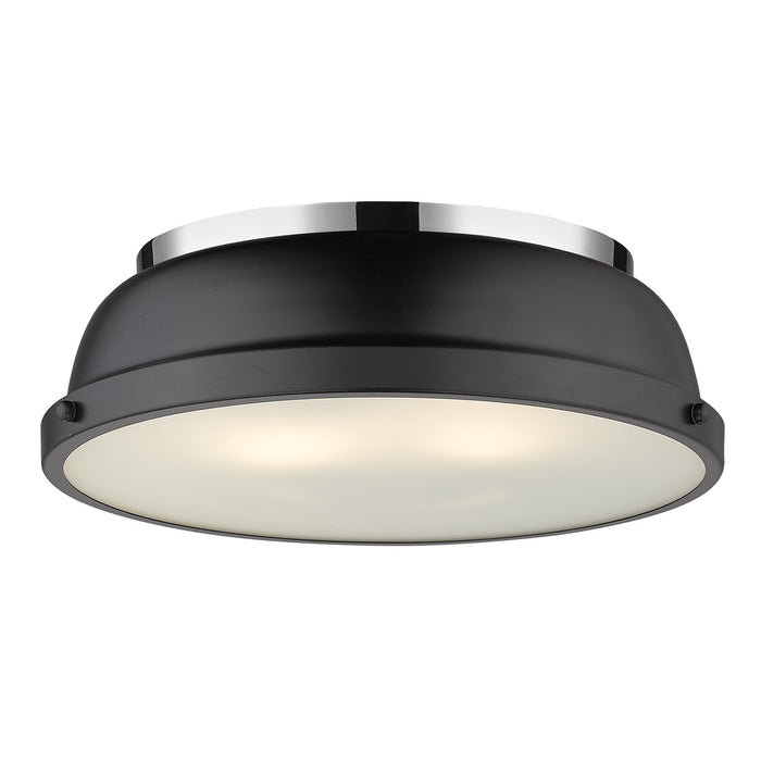 Golden 3602-14 CH-BLK Two Light Flush Mount, Chrome