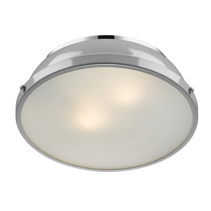 Golden 3602-14 CH-GY Two Light Flush Mount, Chrome