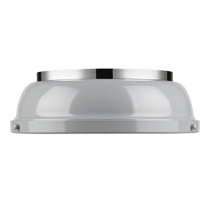 Golden 3602-14 CH-GY Two Light Flush Mount, Chrome