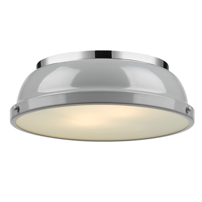 Golden 3602-14 CH-GY Two Light Flush Mount, Chrome
