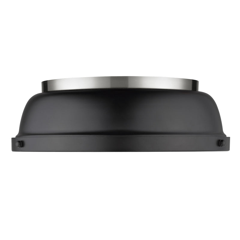 Golden 3602-14 PW-BLK Two Light Flush Mount, Pewter