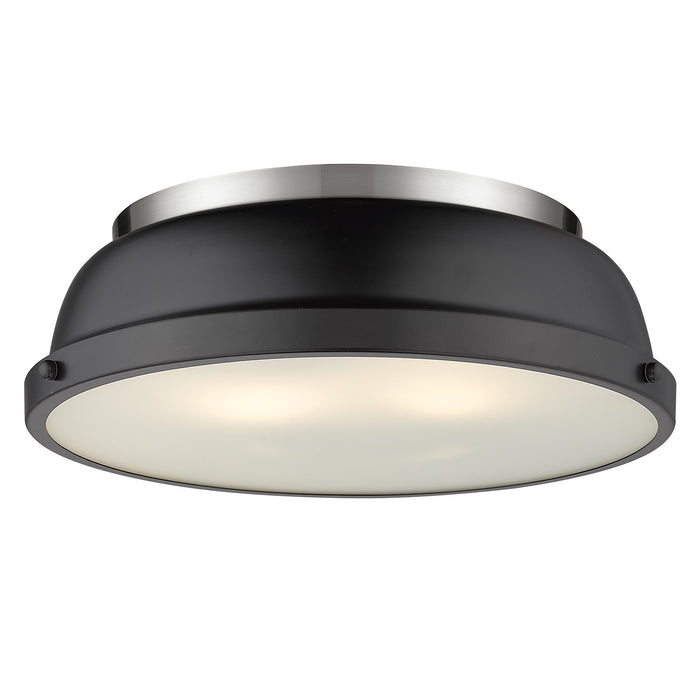 Golden 3602-14 PW-BLK Two Light Flush Mount, Pewter
