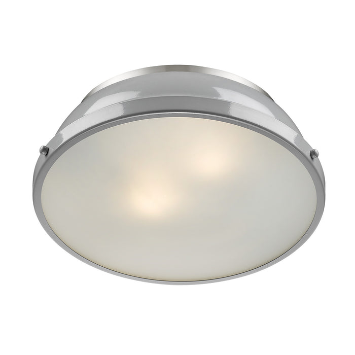 Golden 3602-14 PW-GY Two Light Flush Mount, Pewter