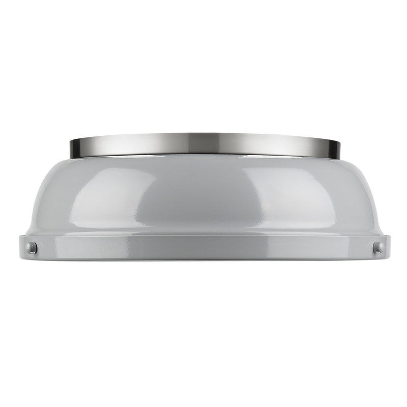 Golden 3602-14 PW-GY Two Light Flush Mount, Pewter