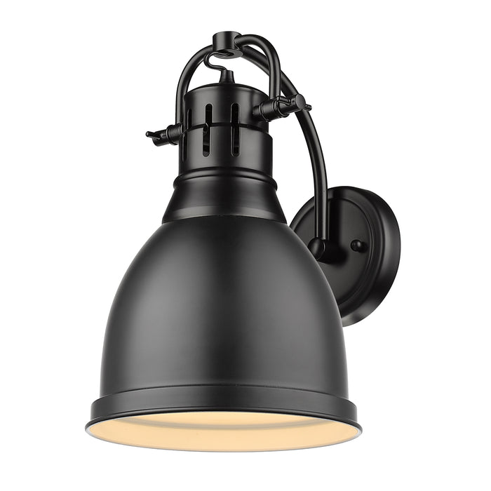 Golden 3602-1W BLK-BLK One Light Wall Sconce, Matte Black