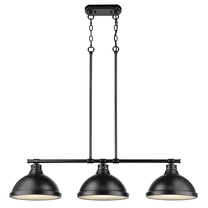 Golden 3602-3LP BLK-BLK Three Light Linear Pendant, Matte Black