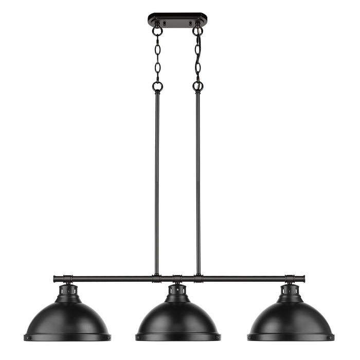 Golden 3602-3LP BLK-BLK Three Light Linear Pendant, Matte Black