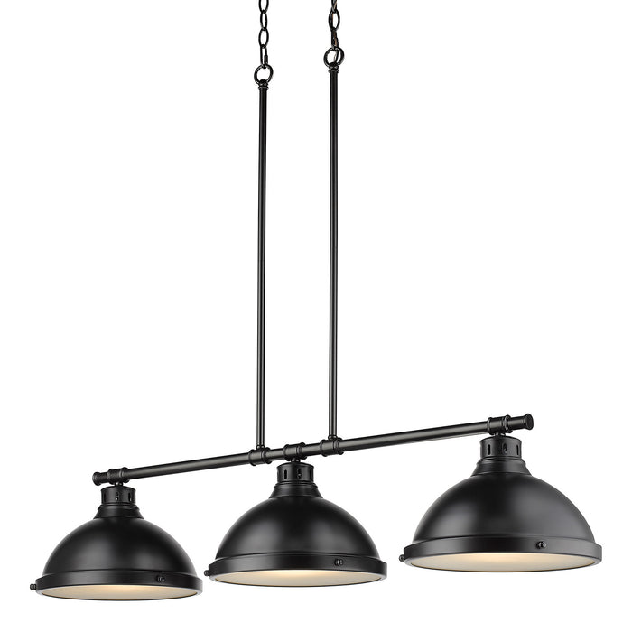 Golden 3602-3LP BLK-BLK Three Light Linear Pendant, Matte Black