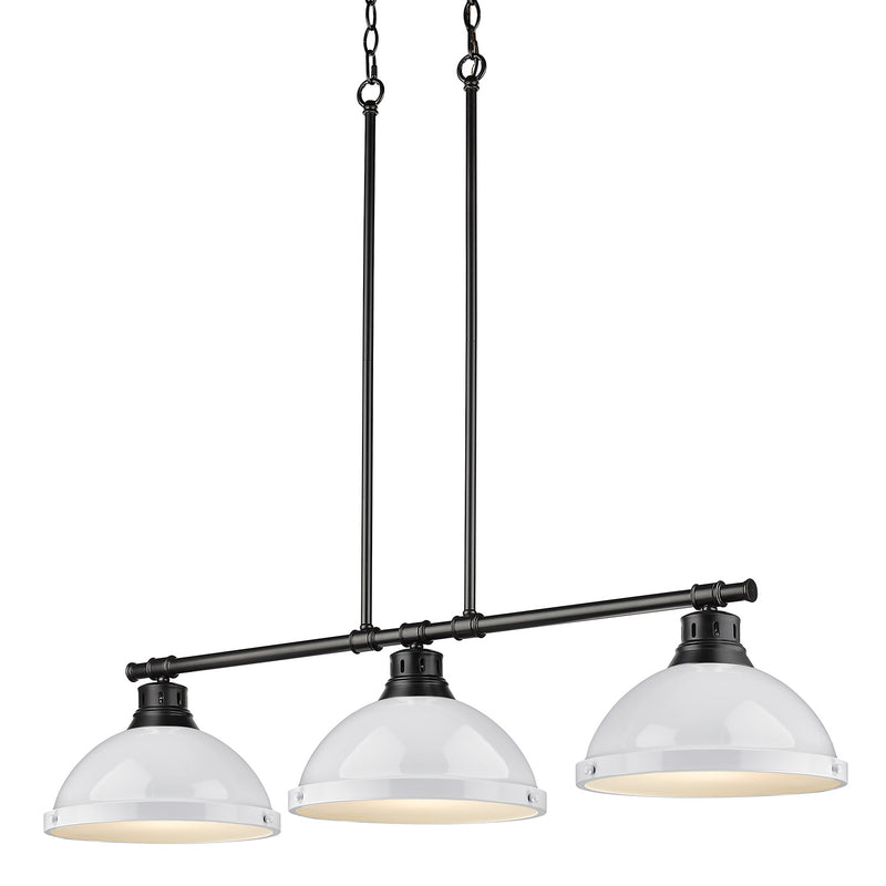 Golden 3602-3LP BLK-WH Three Light Linear Pendant, Matte Black