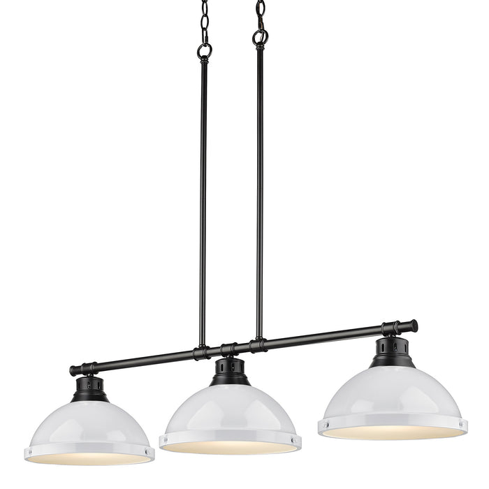 Golden 3602-3LP BLK-WH Three Light Linear Pendant, Matte Black