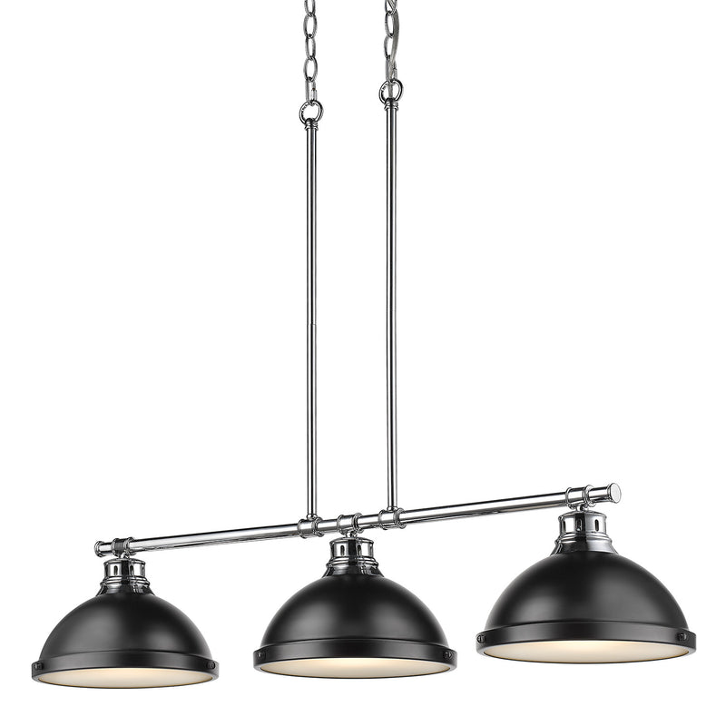 Golden 3602-3LP CH-BLK Three Light Linear Pendant, Chrome