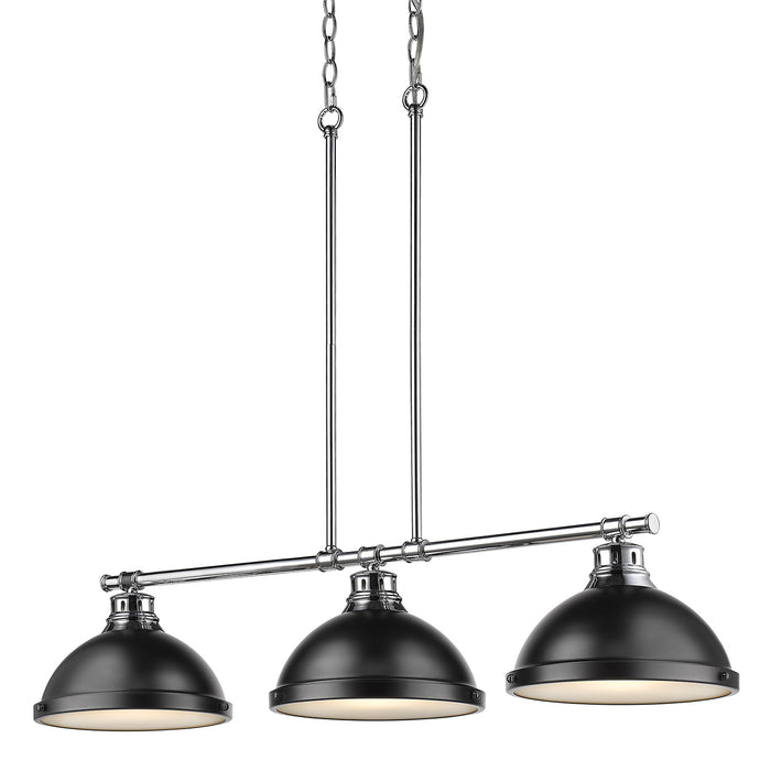 Golden 3602-3LP CH-BLK Three Light Linear Pendant, Chrome