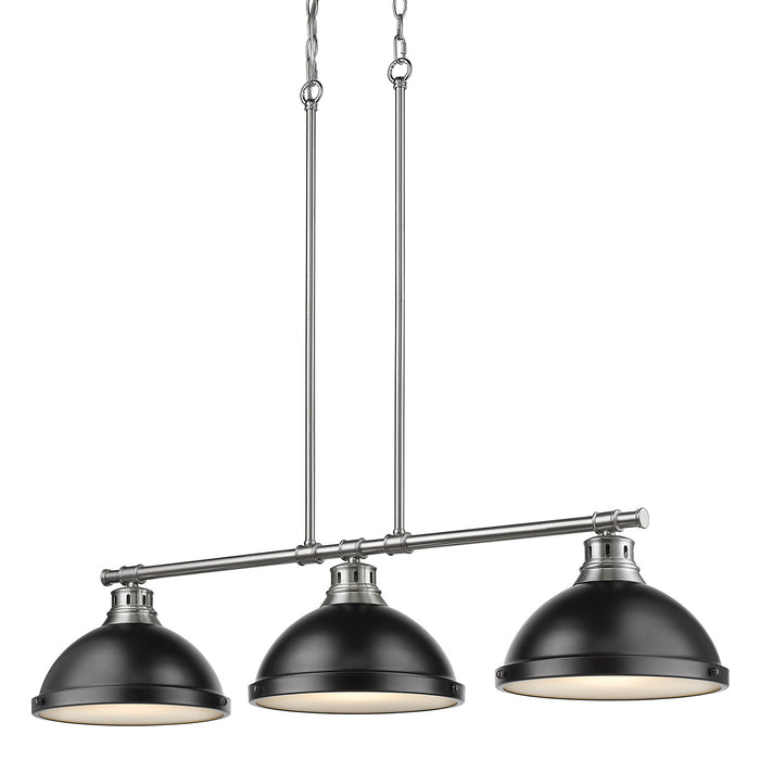 Golden 3602-3LP PW-BLK Three Light Linear Pendant, Pewter