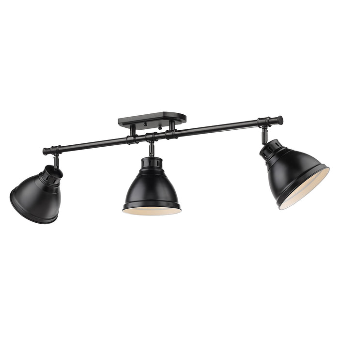 Golden 3602-3SF BLK-BLK Three Light Semi-Flush Mount, Matte Black