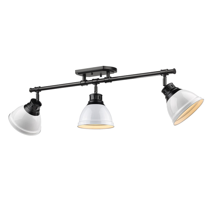 Golden 3602-3SF BLK-WH Three Light Semi-Flush Mount, Matte Black
