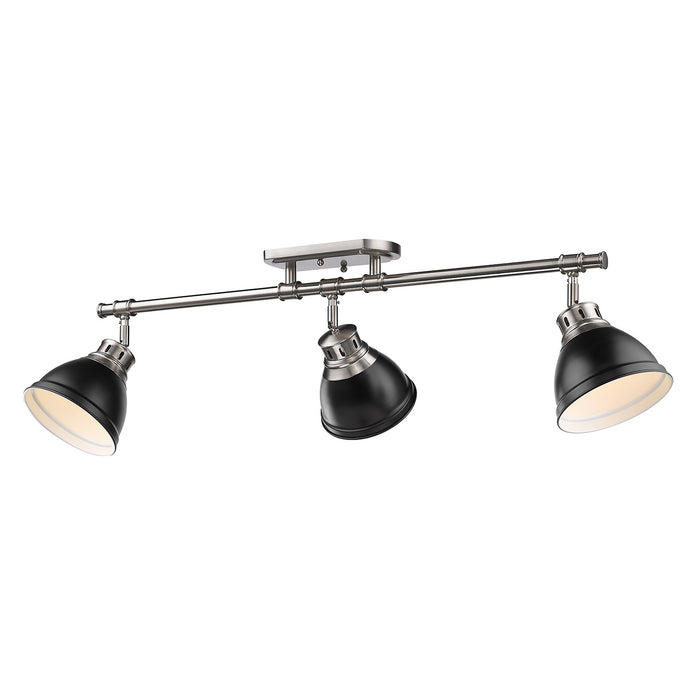 Golden 3602-3SF PW-BLK Three Light Semi-Flush Mount, Pewter