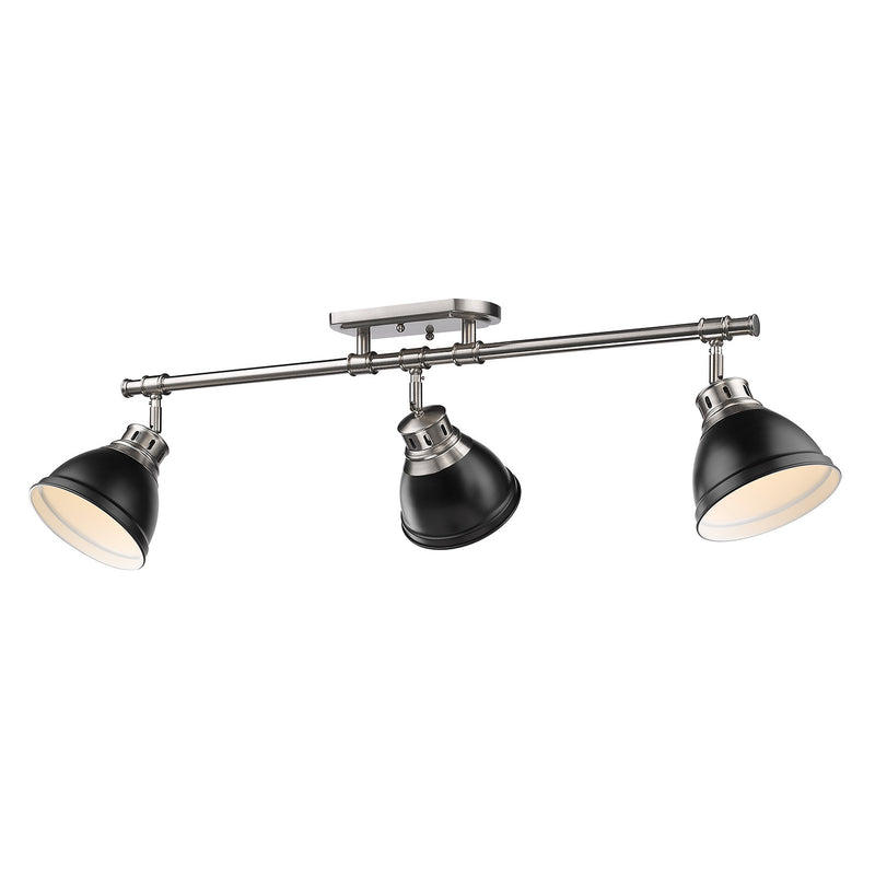 Golden 3602-3SF PW-BLK Three Light Semi-Flush Mount, Pewter