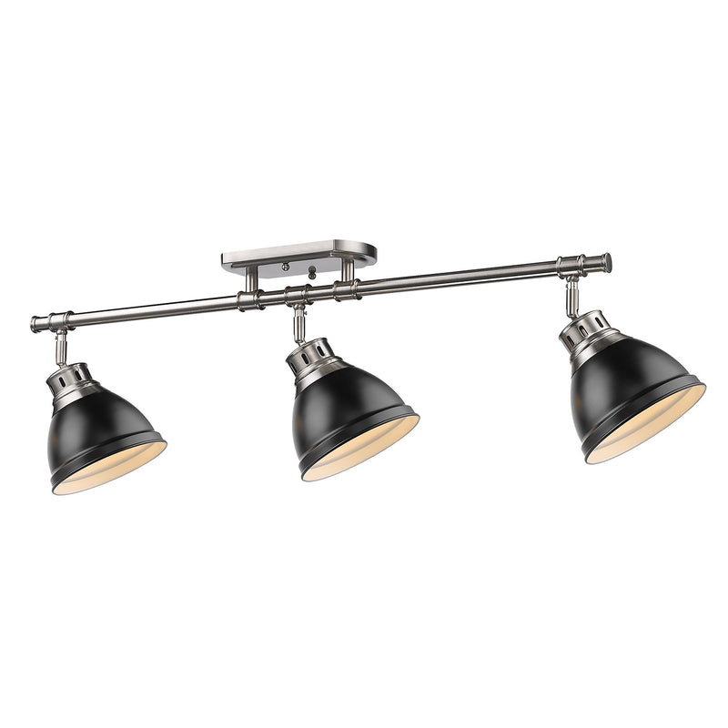 Golden 3602-3SF PW-BLK Three Light Semi-Flush Mount, Pewter