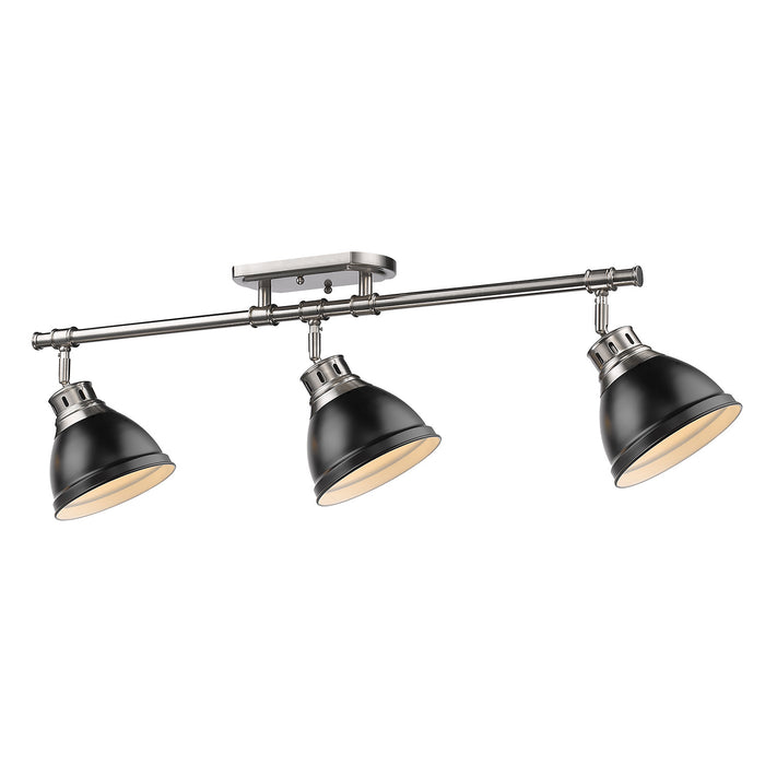 Golden 3602-3SF PW-BLK Three Light Semi-Flush Mount, Pewter