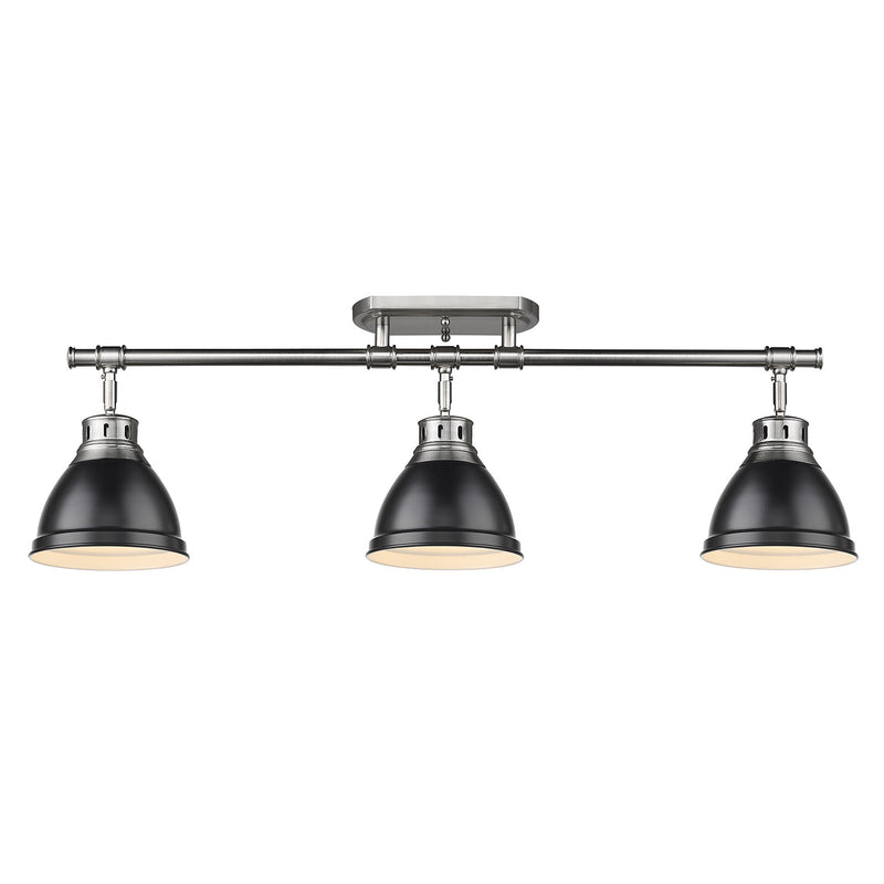 Golden 3602-3SF PW-BLK Three Light Semi-Flush Mount, Pewter