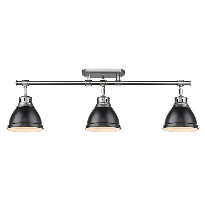 Golden 3602-3SF PW-BLK Three Light Semi-Flush Mount, Pewter