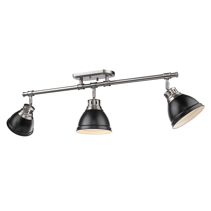 Golden 3602-3SF PW-BLK Three Light Semi-Flush Mount, Pewter