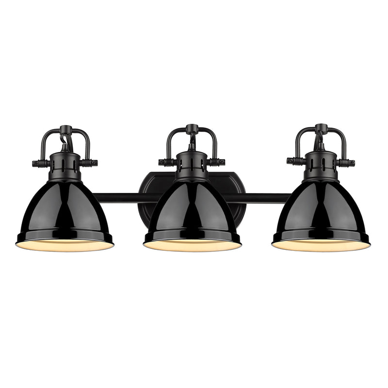 Golden 3602-BA3 BLK-BK Three Light Bath Vanity, Matte Black