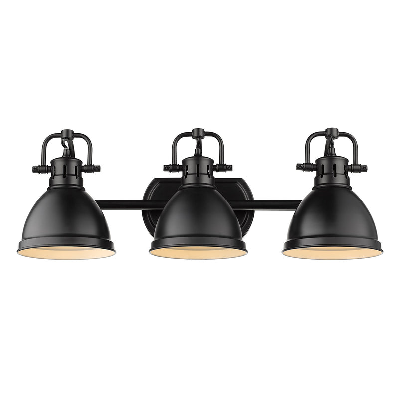Golden 3602-BA3 BLK-BLK Three Light Bath Vanity, Matte Black