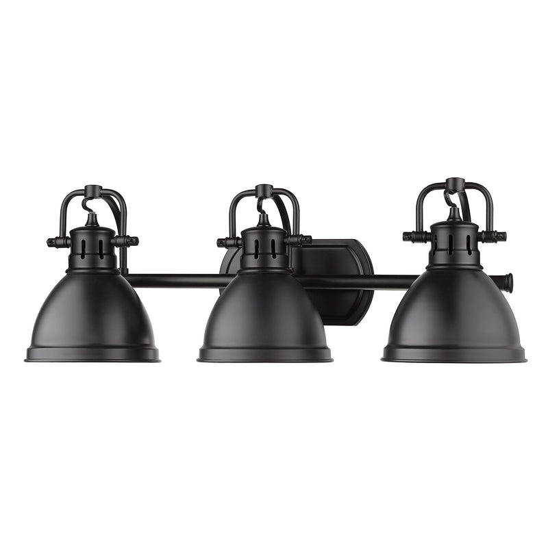 Golden 3602-BA3 BLK-BLK Three Light Bath Vanity, Matte Black