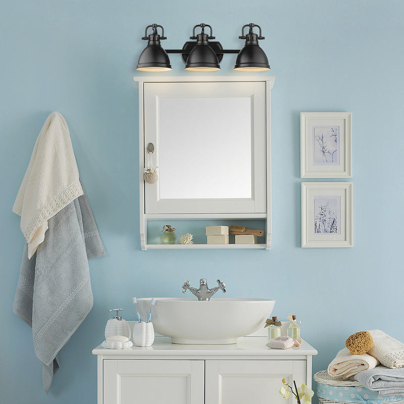 Golden 3602-BA3 BLK-BLK Three Light Bath Vanity, Matte Black