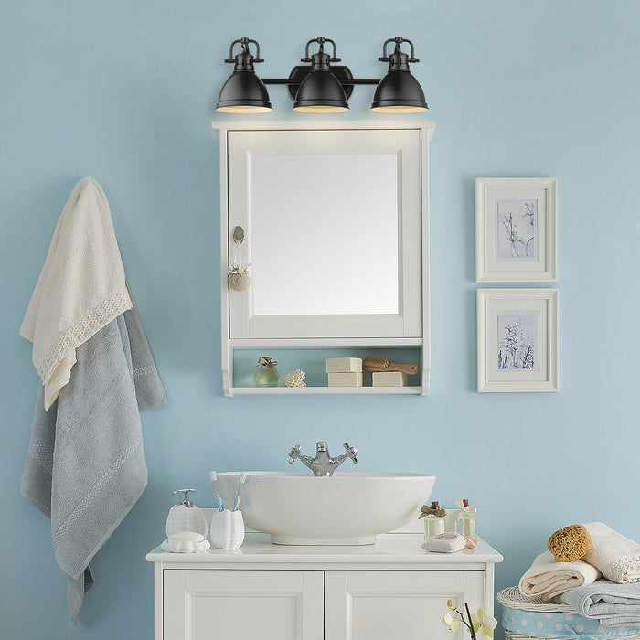 Golden 3602-BA3 BLK-BLK Three Light Bath Vanity, Matte Black