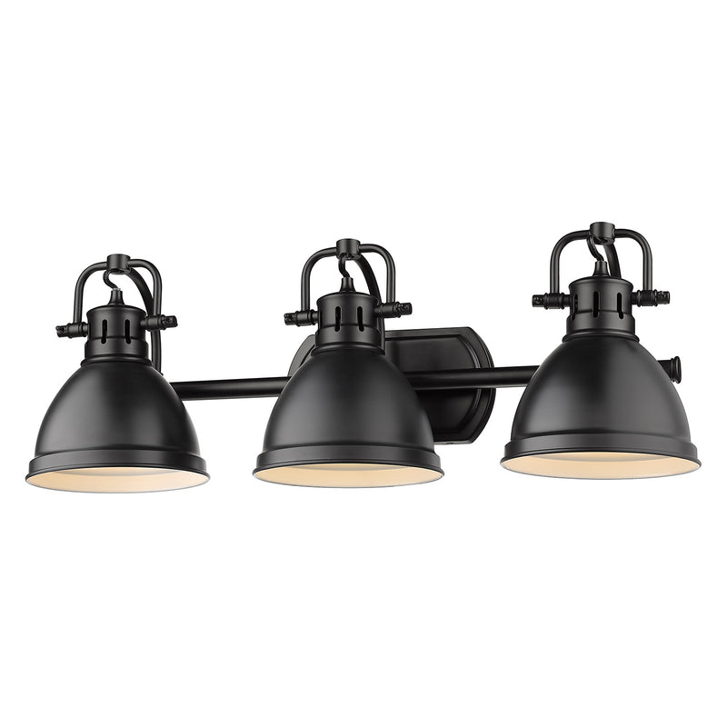Golden 3602-BA3 BLK-BLK Three Light Bath Vanity, Matte Black