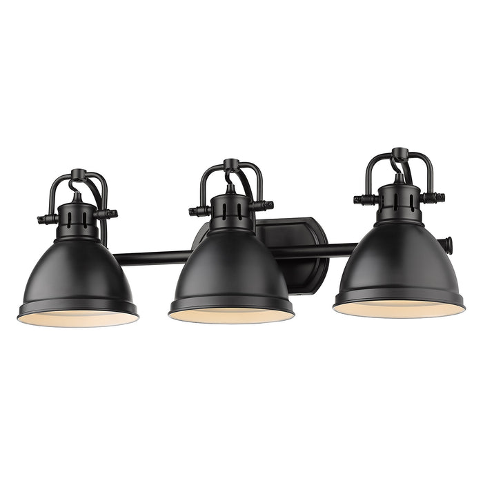 Golden 3602-BA3 BLK-BLK Three Light Bath Vanity, Matte Black