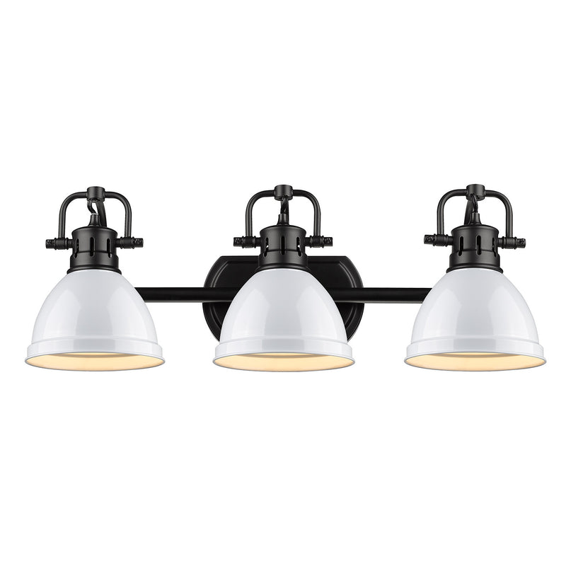 Golden 3602-BA3 BLK-WH Three Light Bath Vanity, Matte Black