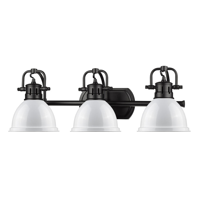 Golden 3602-BA3 BLK-WH Three Light Bath Vanity, Matte Black