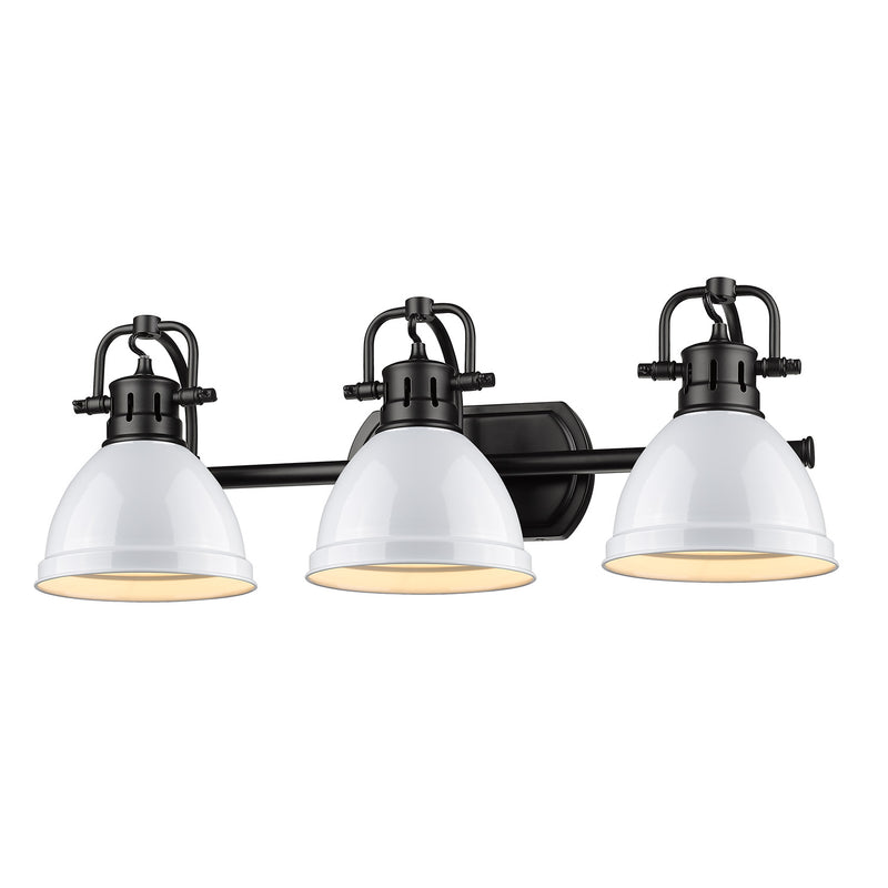 Golden 3602-BA3 BLK-WH Three Light Bath Vanity, Matte Black
