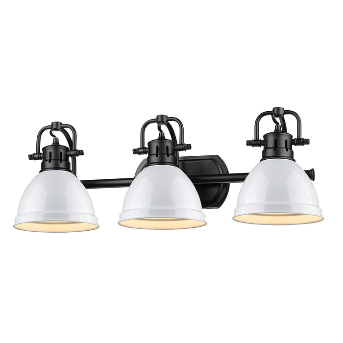 Golden 3602-BA3 BLK-WH Three Light Bath Vanity, Matte Black