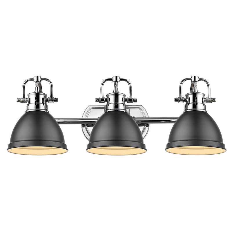 Golden 3602-BA3 CH-BLK Three Light Bath Vanity, Chrome